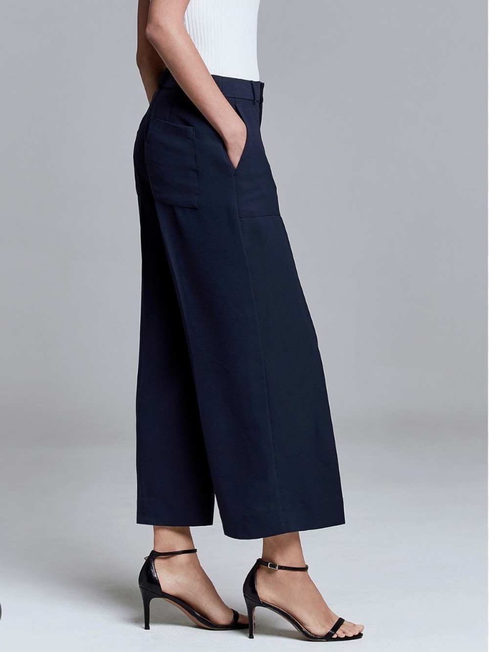 Banana Republic Black Wide-Leg Crop Trousers- Blake